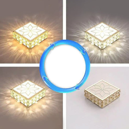 Crystal Clear LED Flush Ceiling Light with Artistic Square Shape and Acrylic Diffuser