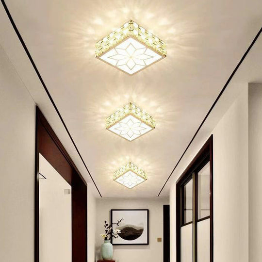 Crystal Clear LED Flush Ceiling Light with Artistic Square Shape and Acrylic Diffuser