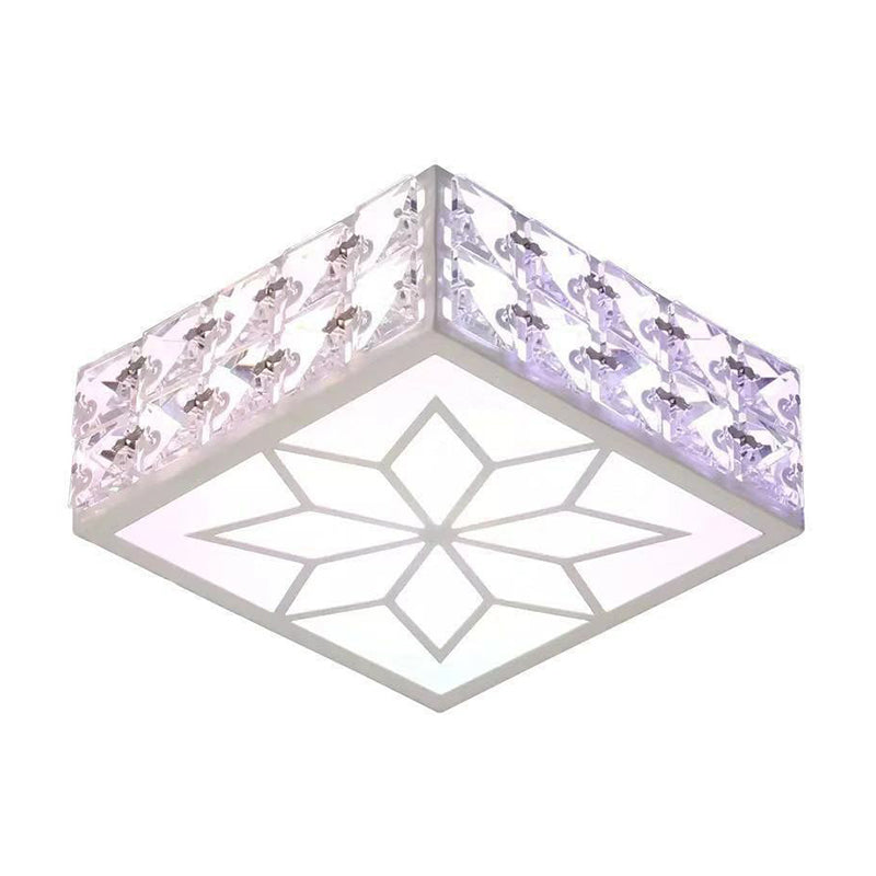 Crystal Clear LED Flush Ceiling Light with Artistic Square Shape and Acrylic Diffuser