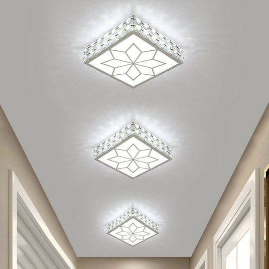 Crystal LED Flush Mount Ceiling Light - Modern Square Design