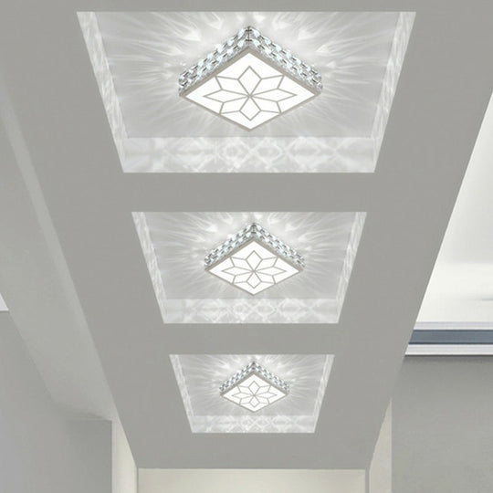 Crystal LED Flush Mount Ceiling Light - Modern Square Design