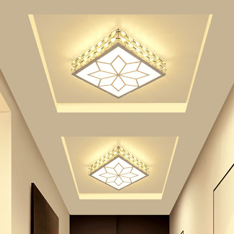 Crystal LED Flush Mount Ceiling Light - Modern Square Design