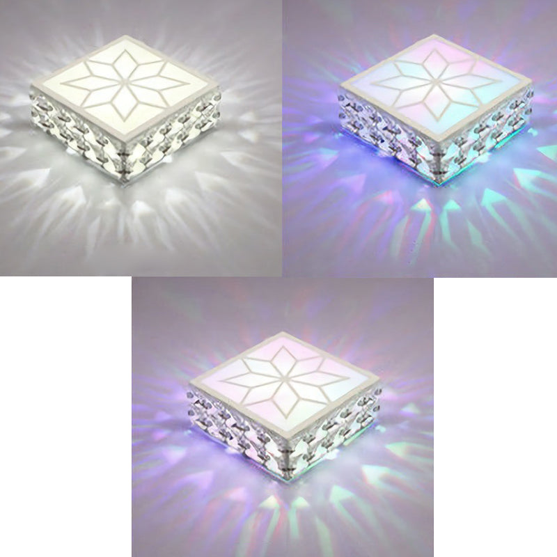 Crystal LED Flush Mount Ceiling Light - Modern Square Design