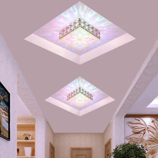 Crystal LED Flush Mount Ceiling Light - Modern Square Design