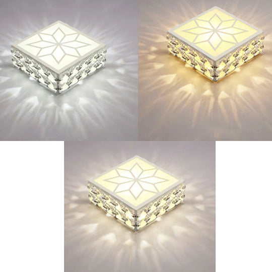 Crystal LED Flush Mount Ceiling Light - Modern Square Design