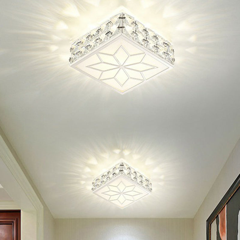 Crystal LED Flush Mount Ceiling Light - Modern Square Design