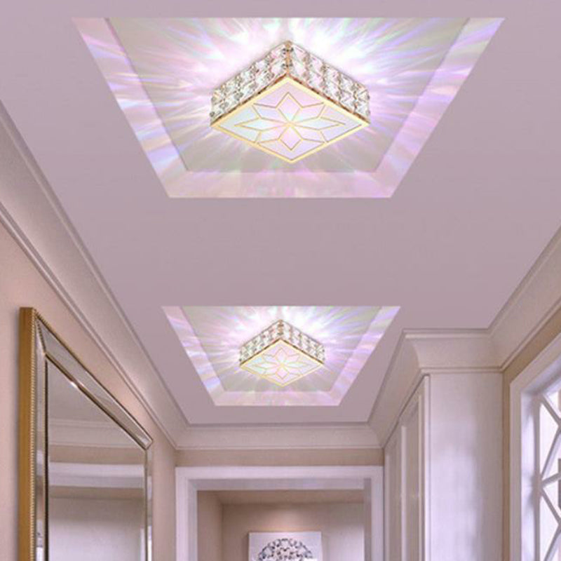 Crystal LED Flush Mount Ceiling Light - Modern Square Design