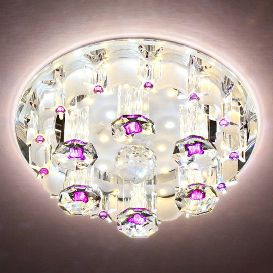 Modern Crystal Flush Mount Ceiling Light - Clear Hallway Led Fixture / 7 2 Color