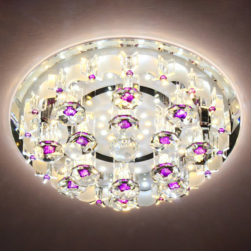 Modern Crystal Flush Mount Ceiling Light - Clear Hallway LED Fixture