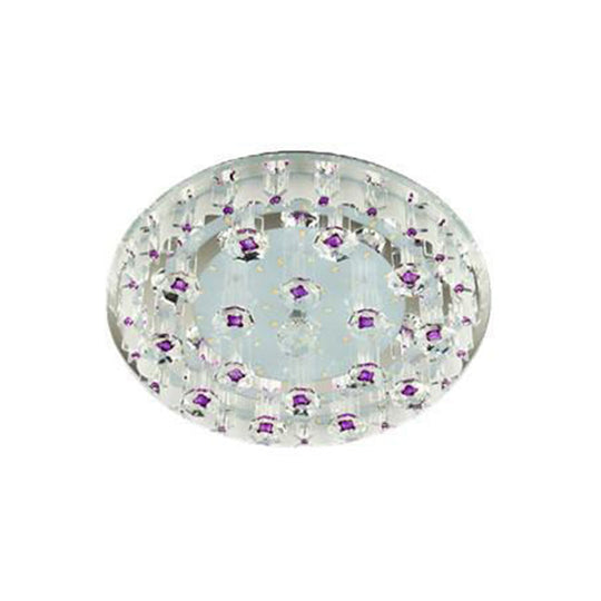 Modern Crystal Flush Mount Ceiling Light - Clear Hallway LED Fixture