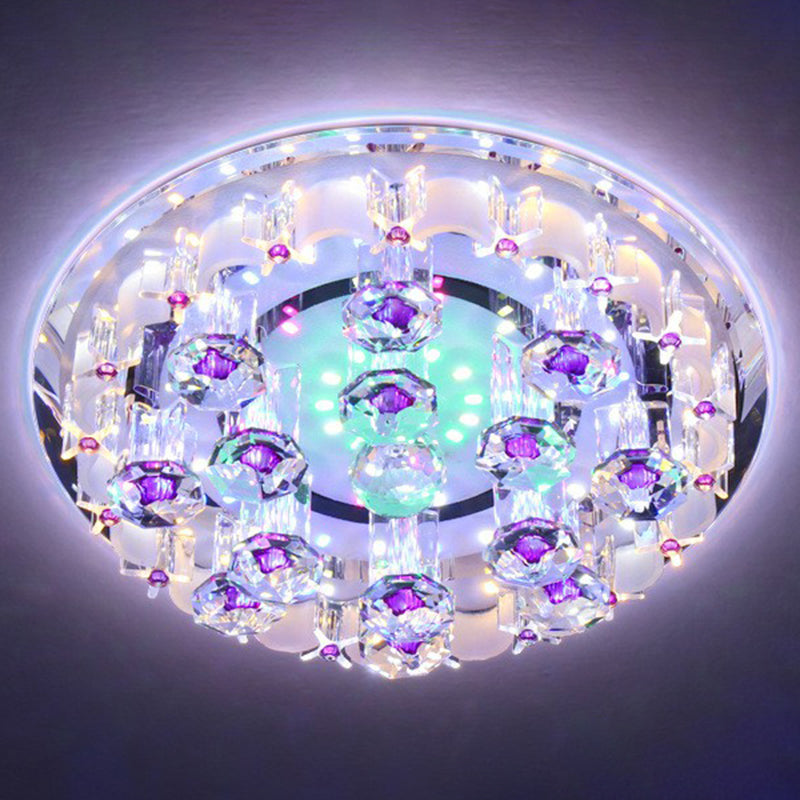 Modern Crystal Flush Mount Ceiling Light - Clear Hallway LED Fixture