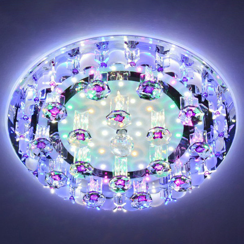 Modern Crystal Flush Mount Ceiling Light - Clear Hallway LED Fixture