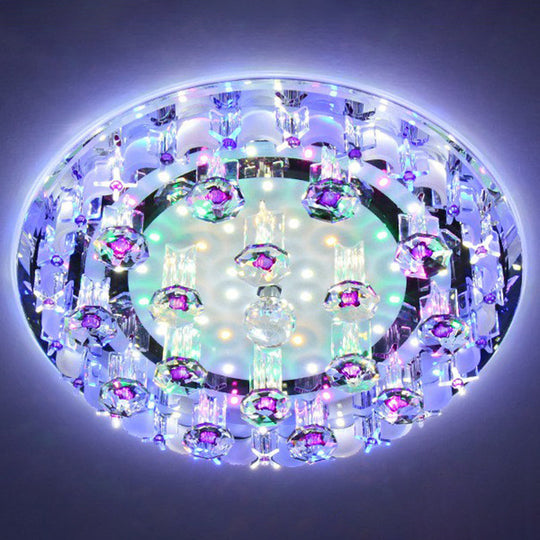 Modern Crystal Flush Mount Ceiling Light - Clear Hallway Led Fixture / 12 Multi Color