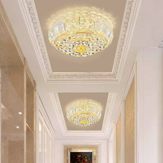 Clear Crystal LED Round Flush Mount Ceiling Light for Hallways