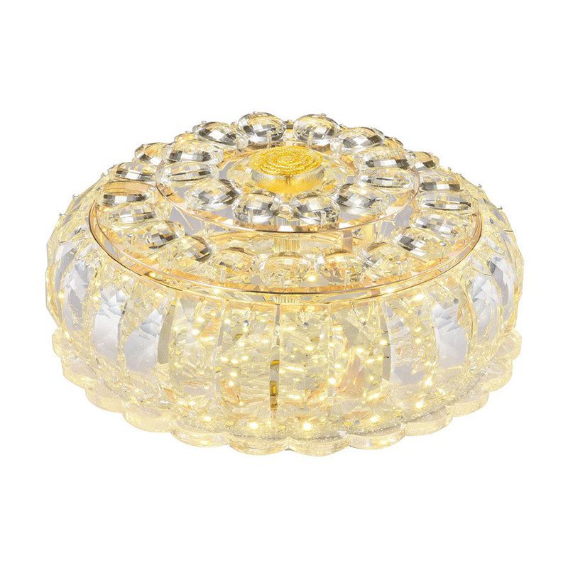 Clear Crystal Led Round Flush Mount Ceiling Light For Hallways