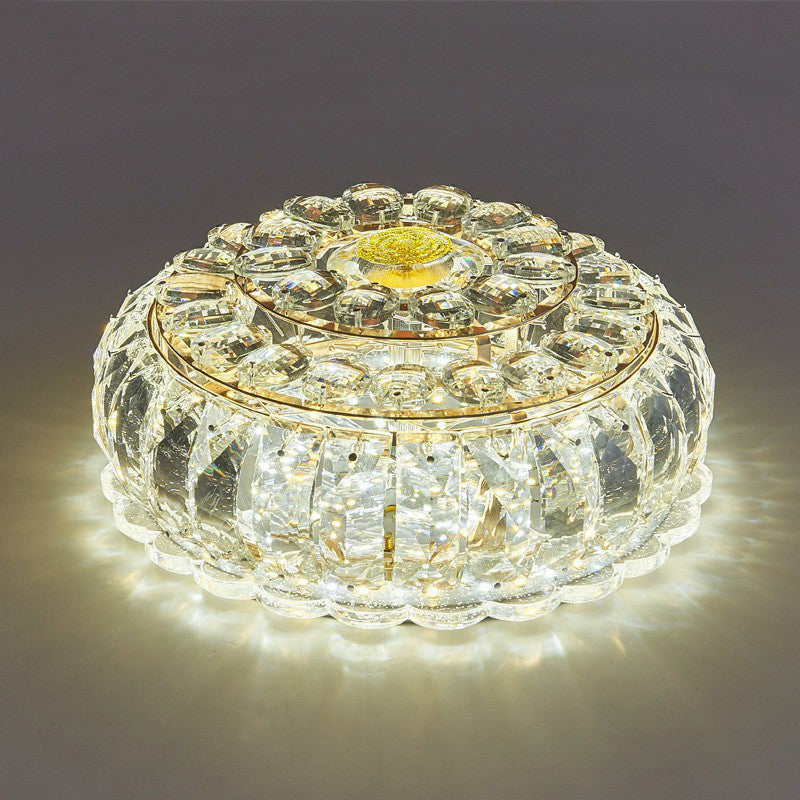 Clear Crystal LED Round Flush Mount Ceiling Light for Hallways