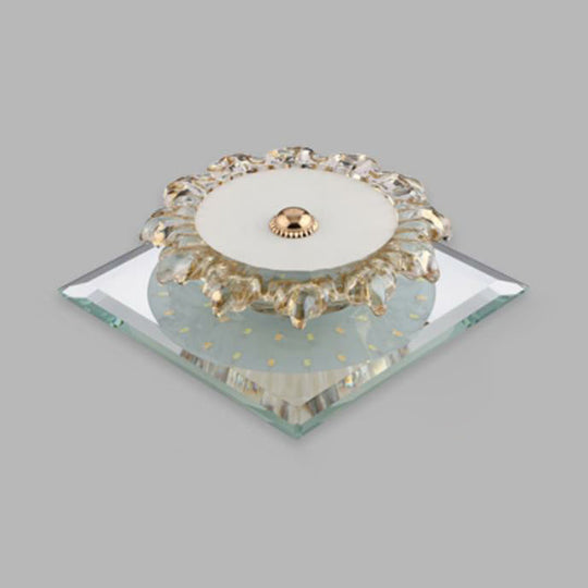 Minimalist Floral Crystal LED Flush Mount for Foyer Lighting