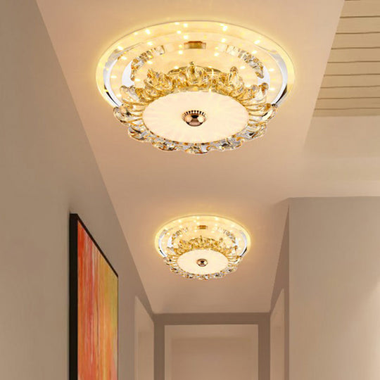 Minimalist Floral Crystal LED Flush Mount for Foyer Lighting