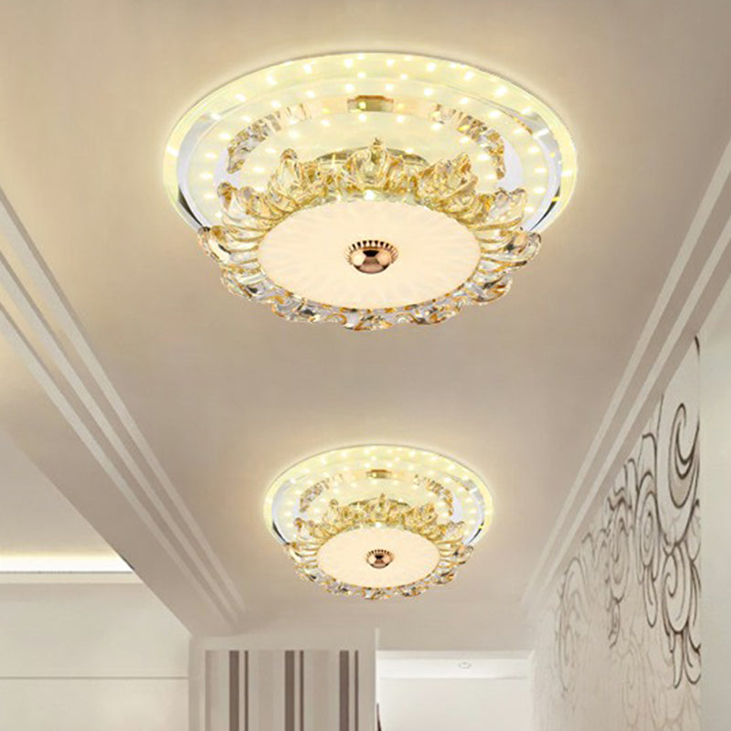 Minimalist Floral Crystal LED Flush Mount for Foyer Lighting