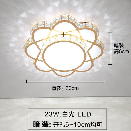 Contemporary Crystal Rose Gold LED Flush Mount Ceiling Light with Floral Design