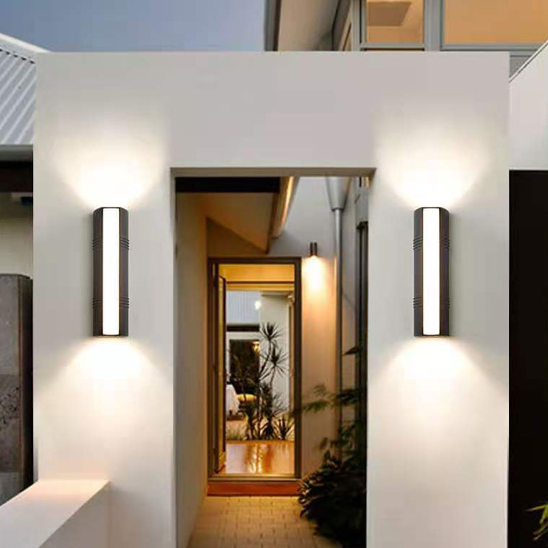 Minimalist Metallic Led Wall Sconce For Courtyard - Trapezoid Shape Black