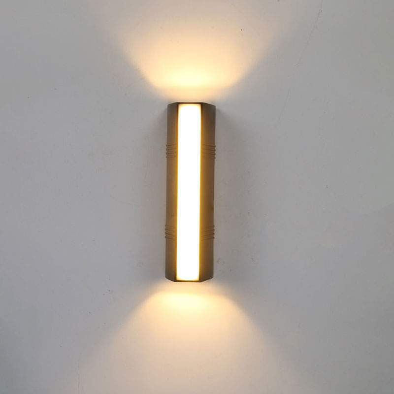 Minimalist Metallic Led Wall Sconce For Courtyard - Trapezoid Shape Black