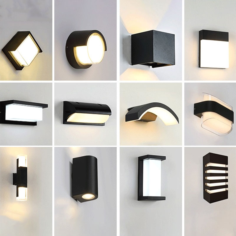 Minimalist Black Acrylic Led Wall Sconce Light Geometric Design For Outdoor Lighting