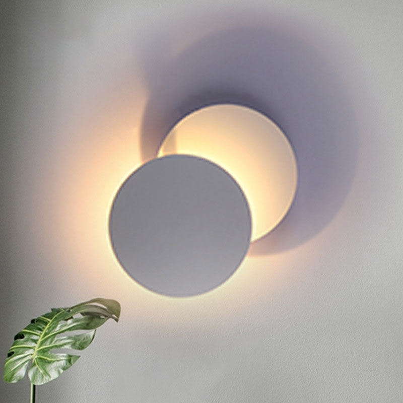 Minimalist Circle Led Wall Sconce Light In Metallic White For Balcony Or Mount