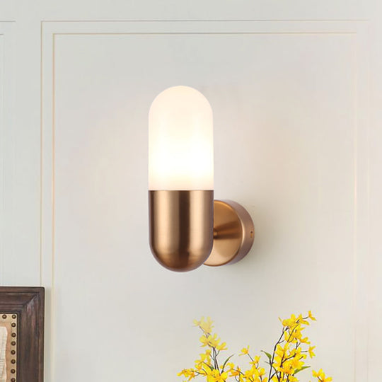 Postmodern Metal Wall Sconce Light: Capsule Design 1-Light Black/Gray/White Bedroom Décor Gold