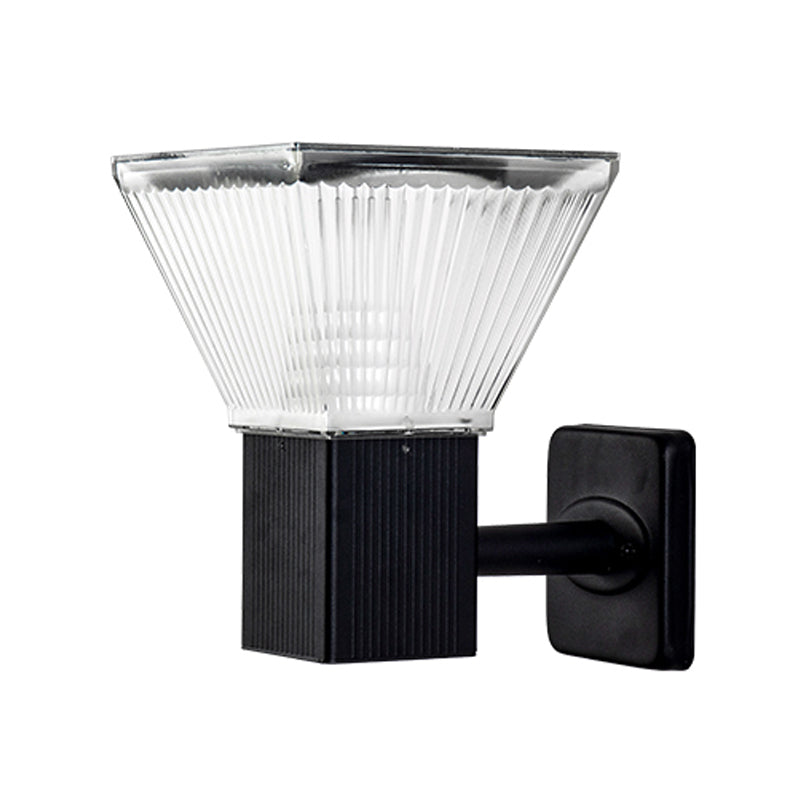 Black Geometric Led Wall Sconce - Outdoor Solar Lighting Fixture / A