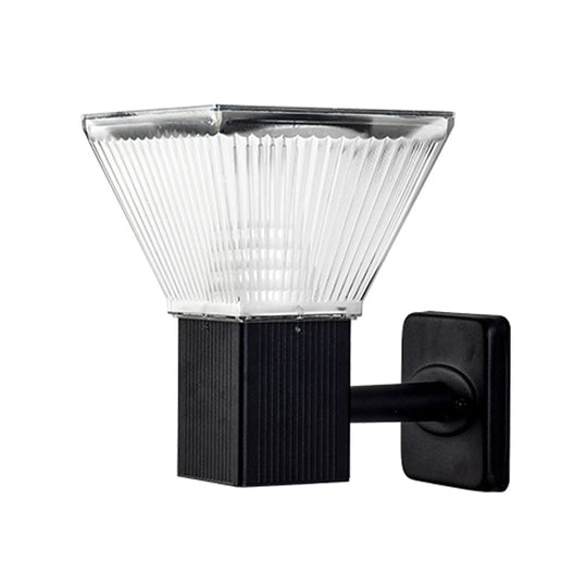 Black Geometric Led Wall Sconce - Outdoor Solar Lighting Fixture / A