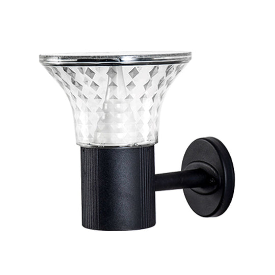 Black Geometric Led Wall Sconce - Outdoor Solar Lighting Fixture / C