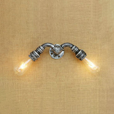 Industrial Water Pipe Wall Sconce Light With Wrought Iron - Bronze/Antique Brass Finish