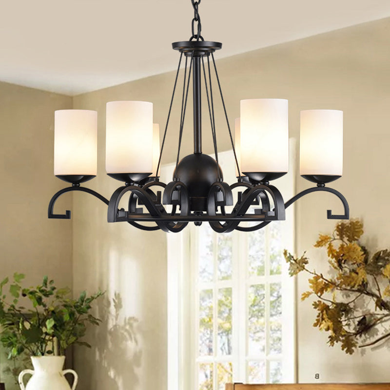 Classic Black Chandelier Light With Frosted Glass Shades - 3/6 Lights Ideal For Living Room Ceiling