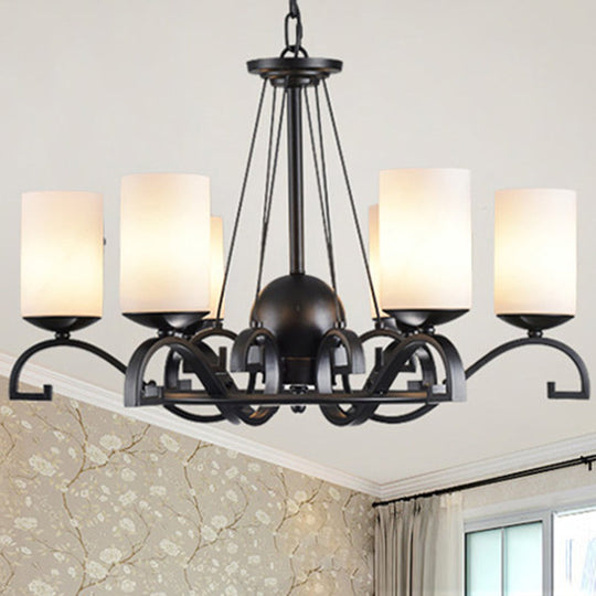 Classic Black Chandelier Light With Frosted Glass Shades - 3/6 Lights Ideal For Living Room Ceiling