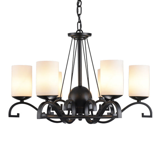 Classic Black Chandelier Light With Frosted Glass Shades - 3/6 Lights Ideal For Living Room Ceiling