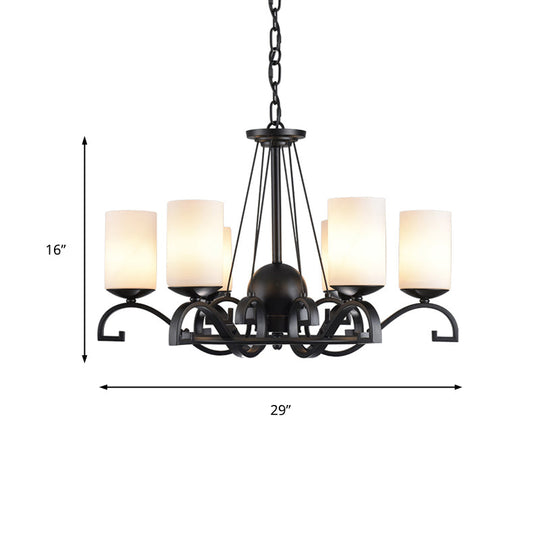 Classic Black Chandelier Light With Frosted Glass Shades - 3/6 Lights Ideal For Living Room Ceiling