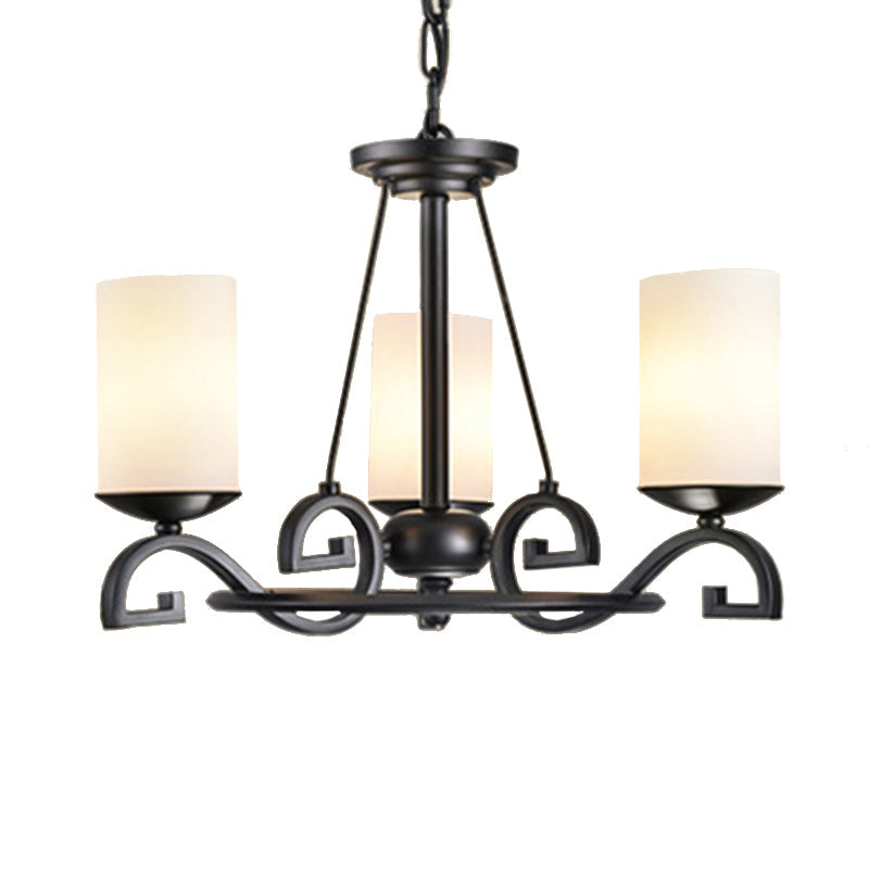 Classic Black Chandelier Light With Frosted Glass Shades - 3/6 Lights Ideal For Living Room Ceiling