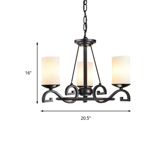 Classic Black Chandelier Light With Frosted Glass Shades - 3/6 Lights Ideal For Living Room Ceiling