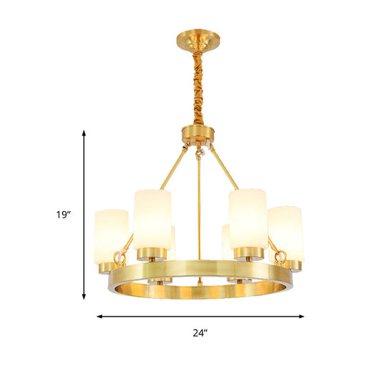 Frosted Glass Chandelier Pendant Light With Gold Finish - Classic 4/6 Lights For Bedroom