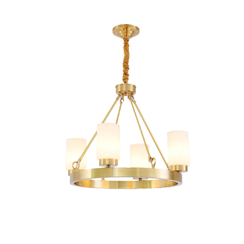 Frosted Glass Chandelier Pendant Light With Gold Finish - Classic 4/6 Lights For Bedroom