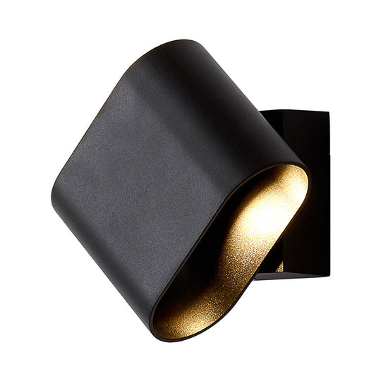 Modern Led Round Edge Wall Sconce Light Simple Metal Mountable In Black Grey Or White - Ideal For