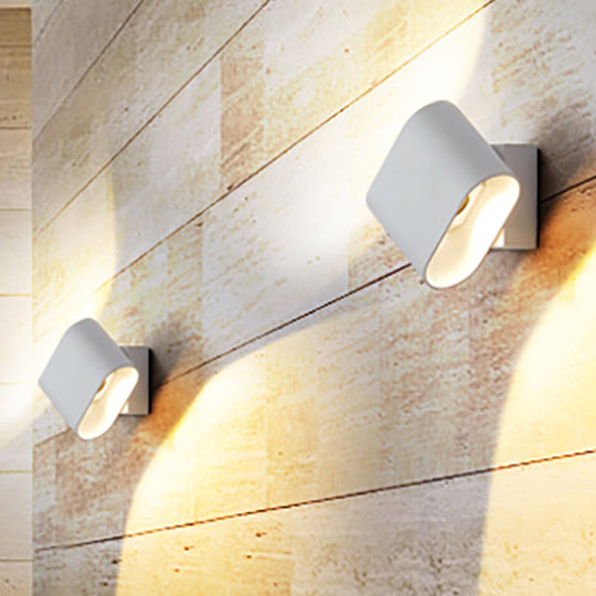 Modern Led Round Edge Wall Sconce Light Simple Metal Mountable In Black Grey Or White - Ideal For