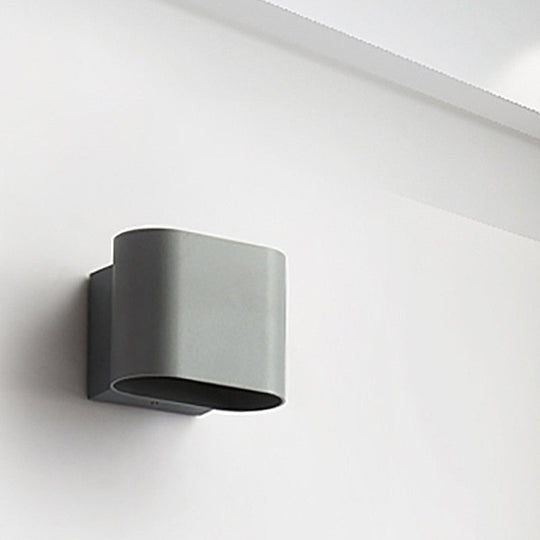 Modern Led Round Edge Wall Sconce Light Simple Metal Mountable In Black Grey Or White - Ideal For