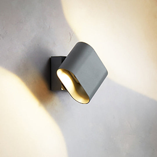 Modern Led Round Edge Wall Sconce Light Simple Metal Mountable In Black Grey Or White - Ideal For