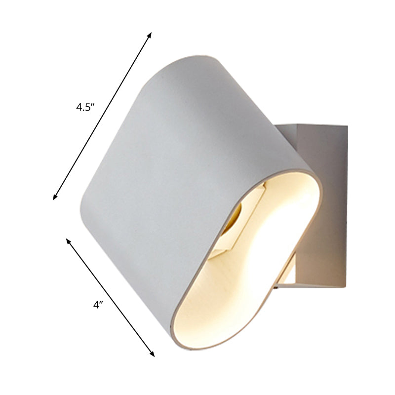 Modern Led Round Edge Wall Sconce Light Simple Metal Mountable In Black Grey Or White - Ideal For