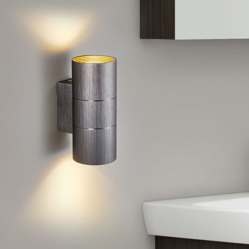 Modern Metal Led Up And Down Wall Sconce - 1 Light Black/Grey/Gold Lamp For Bathroom