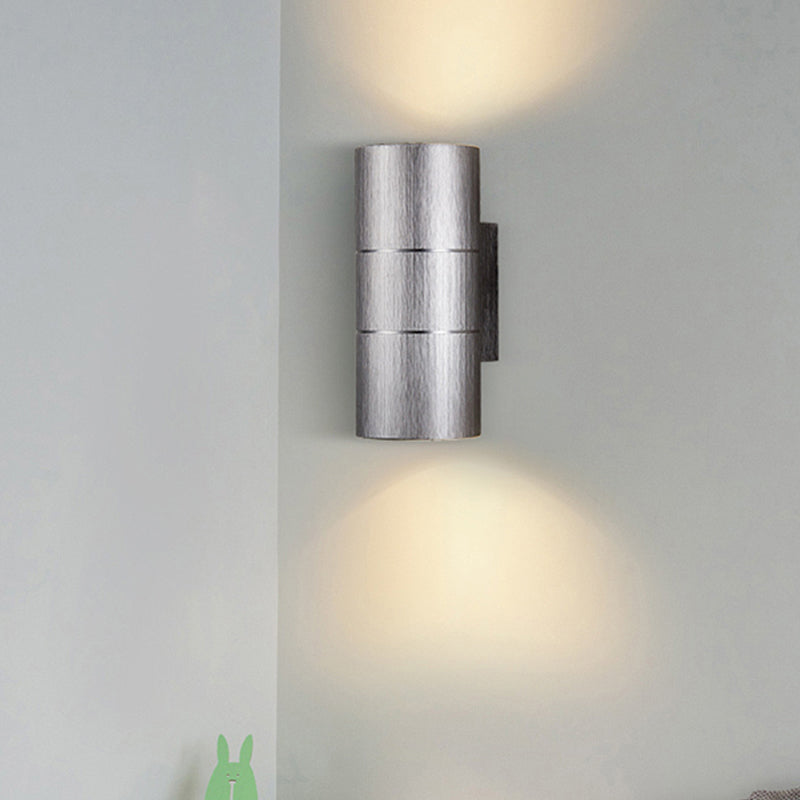 Modern Metal Led Up And Down Wall Sconce - 1 Light Black/Grey/Gold Lamp For Bathroom Grey