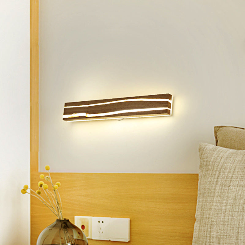 Striped Wood Sconce Led Light - Beige Vanity For Bedroom