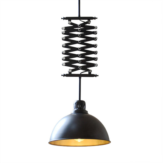 Industrial Style 1 Bulb Metal Dome Ceiling Light - Extendable Pendant for Balcony - Black/White